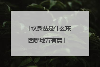 纹身贴是什么东西哪地方有卖