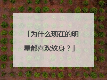 为什么现在的明星都喜欢纹身?