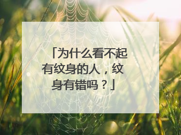 为什么看不起有纹身的人，纹身有错吗？