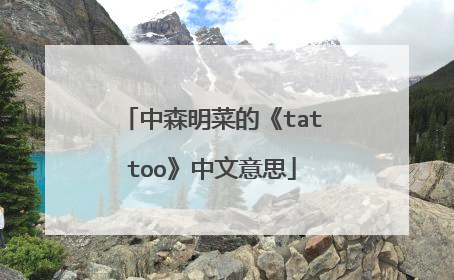 中森明菜的《tattoo》中文意思