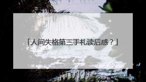 人间失格第三手札读后感？