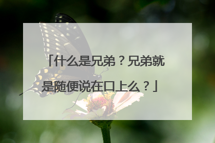什么是兄弟？兄弟就是随便说在口上么？