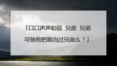 口口声声和说 兄弟 兄弟 可他有把我当过兄弟么？