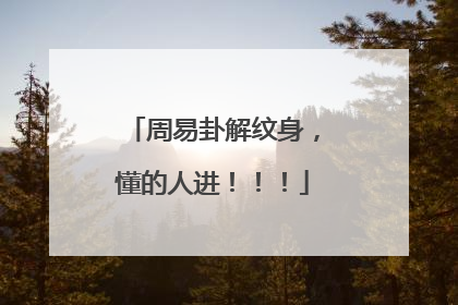 周易卦解纹身，懂的人进！！！