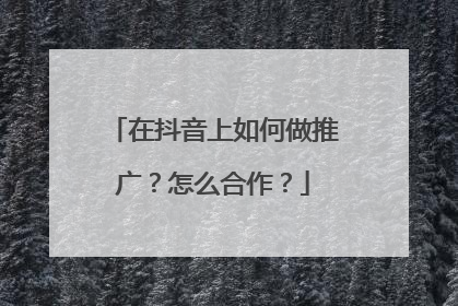 在抖音上如何做推广？怎么合作？