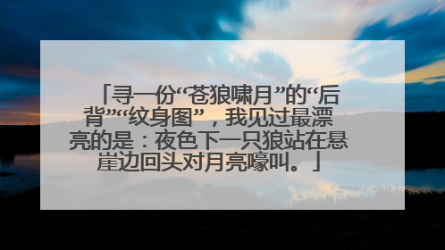 寻一份“苍狼啸月”的“后背”“纹身图”，我见过最漂亮的是：夜色下一只狼站在悬崖边回头对月亮嚎叫。