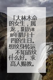 大林木命的女生，属龙，阴历88年腊月十四的生日。想纹身转运，不知道纹什么好。求高人赐教。重谢！！
