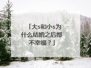 大s和小s为什么结婚之后都不幸福?