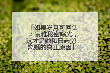 如果岁月可回头：景雅秘密曝光，这才是她和白志勇离婚的真正原因