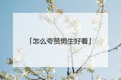 怎么夸赞男生好看