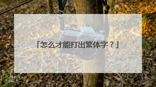 怎么才能打出繁体字？