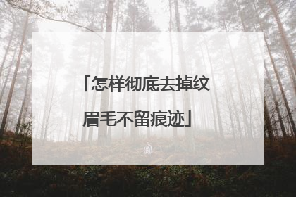 怎样彻底去掉纹眉毛不留痕迹