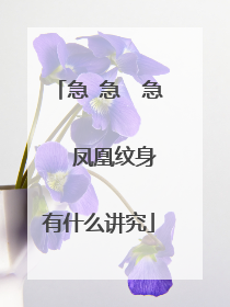 急 急  急   凤凰纹身有什么讲究