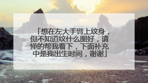想在左大手臂上纹身，但不知道纹什么图好，请懂的帮我看下，下面补充中是我出生时间，谢谢
