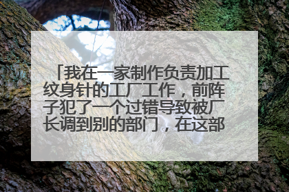 我在一家制作负责加工纹身针的工厂工作，前阵子犯了一个过错导致被厂长调到别的部门，在这部门，我改掉之