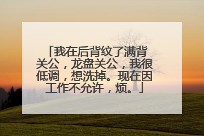 我在后背纹了满背 关公，龙盘关公，我很低调，想洗掉。现在因工作不允许，烦。