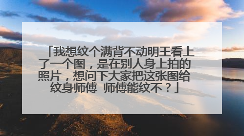 我想纹个满背不动明王看上了一个图，是在别人身上拍的照片，想问下大家把这张图给纹身师傅 师傅能纹不？