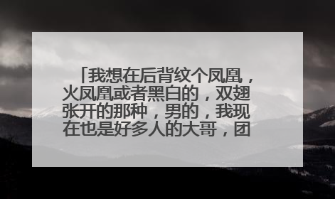 我想在后背纹个凤凰,火凤凰或者黑白的,双翅张开的那种,男的,我现在也是好多人的大哥,团伙的二号人物