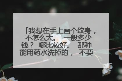 我想在手上画个纹身， 不怎么大。 一般多少钱？ 哪比较好。 那种能用药水洗掉的， 不要刺进去的。 帮忙了
