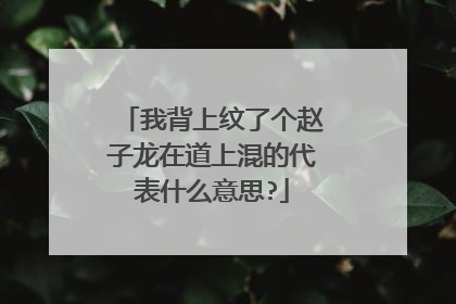 我背上纹了个赵子龙在道上混的代表什么意思?
