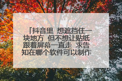 抖音里 想遮挡住一块地方 但不想让贴纸跟着屏幕一直走 求告知在哪个软件可以制作 除了快手外拜托了