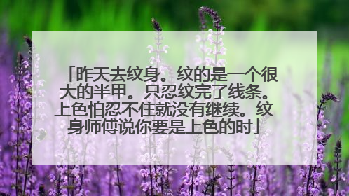 昨天去纹身。纹的是一个很大的半甲。只忍纹完了线条。上色怕忍不住就没有继续。纹身师傅说你要是上色的时