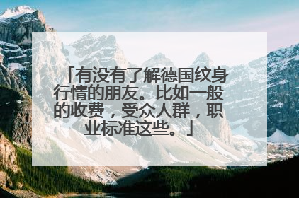 有没有了解德国纹身行情的朋友。比如一般的收费，受众人群，职业标准这些。