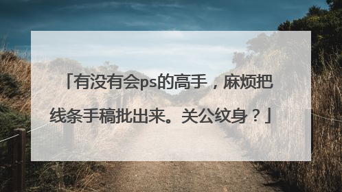 有没有会ps的高手,麻烦把线条手稿批出来。关公纹身?