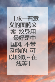 求一有意义的图腾文案 纹身用 最好是中国风 不带动物的 可以形似～在线等