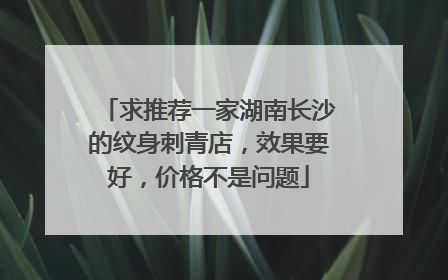 求推荐一家湖南长沙的纹身刺青店，效果要好，价格不是问题