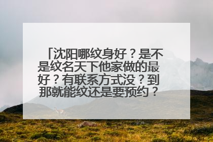 沈阳哪纹身好?是不是纹名天下他家做的最好?有联系方式没?到那就能纹还是要预约?我在东港。