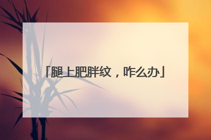 腿上肥胖纹，咋么办