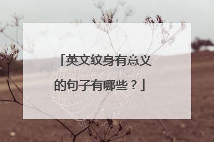 英文纹身有意义的句子有哪些？