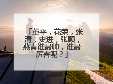 董平，花荣，张清，史进，张顺，燕青谁最帅，谁最厉害呢？