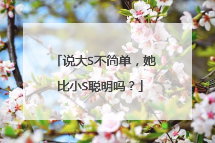 说大S不简单，她比小S聪明吗？