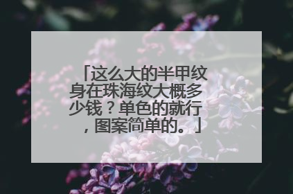这么大的半甲纹身在珠海纹大概多少钱？单色的就行，图案简单的。
