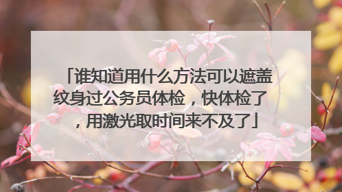 谁知道用什么方法可以遮盖纹身过公务员体检，快体检了，用激光取时间来不及了