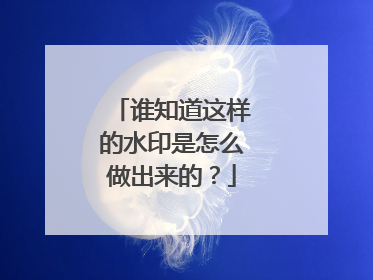 谁知道这样的水印是怎么做出来的?