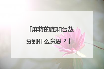 麻将的底和台数分别什么意思？