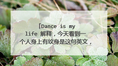 Dance is my life 解释，今天看到一个人身上有纹身是这句英文，我说这句话的意思是，跳